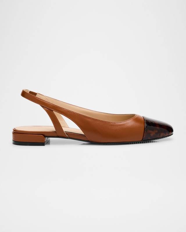 Sleek Leather Slingback Ballerina Flats